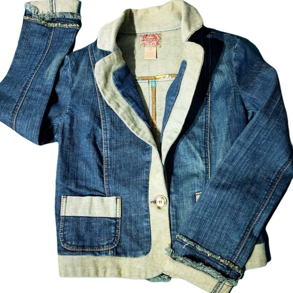 Ladies' Two-Tone Denim Jacket, Size Small (S)